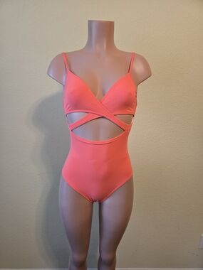 Vince Camuto Coral Cutout One-Piece Swimsuit